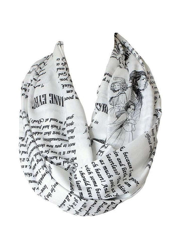 Charlotte Bronte Jane Eyre Book Infinity Scarf Handmade Limited Edition - Gifts For Reading Addicts