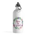 Time To Read - Stainless Steel Eco-friendly Water Bottle with bookish floral design - Gifts For Reading Addicts