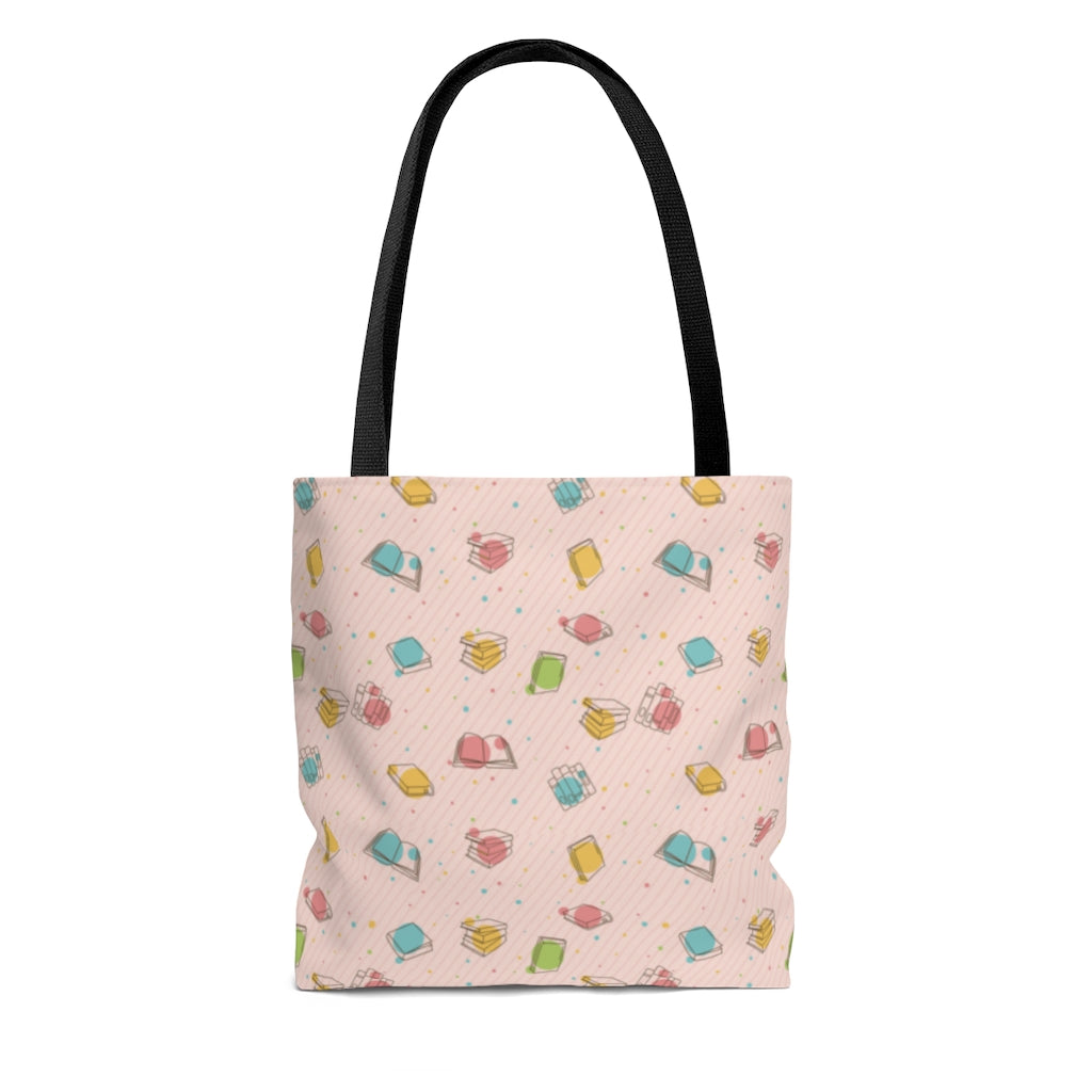 Pink Bookish Pattern Tote Bag – FRA