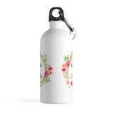 Books & Coffee - Stainless Steel Eco-friendly Water Bottle with bookish floral design - Gifts For Reading Addicts