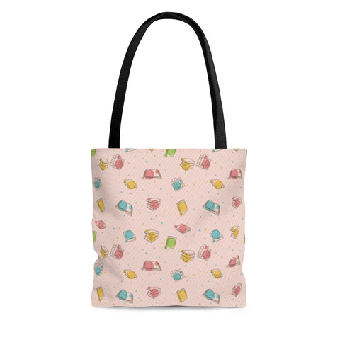 Pink Bookish Pattern Tote Bag - Gifts For Reading Addicts