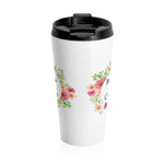 Books & Coffee - Eco-friendly Stainless Steel Travel Mug With Floral Bookish Design - Gifts For Reading Addicts
