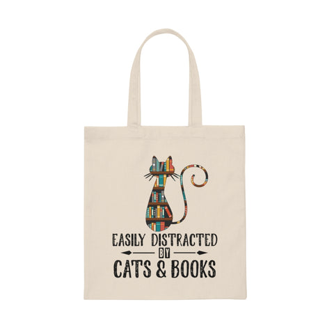 Cats & Books Canvas Tote Bag - Vintage style - Gifts For Reading Addicts