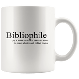 "Bibliophile"11oz white mug - Gifts For Reading Addicts