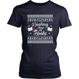 "Dashing Through The Books" Women's Fitted T-shirt - Gifts For Reading Addicts