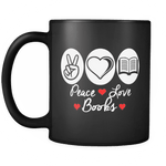 Peace, Love, Books Black Mugs - Gifts For Reading Addicts