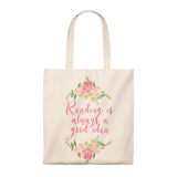 Reading Floral Canvas Tote Bag - Vintage style - Gifts For Reading Addicts