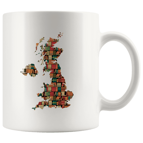 "UK Bookish Map"11oz White Mug - Gifts For Reading Addicts