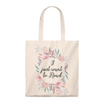 I Just Want To Read Floral Canvas Tote Bag - Vintage style - Gifts For Reading Addicts