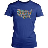 "USA Bookish Map" Women's Fitted T-shirt - Gifts For Reading Addicts