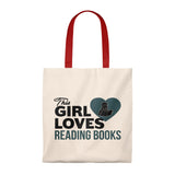 The Girl Loves Reading Books Canvas Tote Bag - Vintage style - Gifts For Reading Addicts