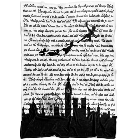 Peter Pan White book page fleece Blanket - Gifts For Reading Addicts