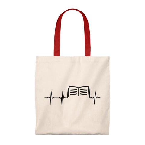 Book Heartbeat Canvas Tote Bag - Vintage style - Gifts For Reading Addicts
