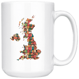 "UK Bookish Map"15oz White Mug - Gifts For Reading Addicts