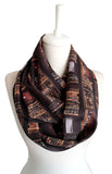 Bookshelf brown Infinity Scarf Handmade Limited Edition - Gifts For Reading Addicts