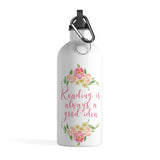 Reading Is Always A Good Idea - Stainless Steel Eco-friendly Water Bottle with bookish floral design - Gifts For Reading Addicts