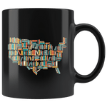 "USA Bookish Map"11oz Black Mug - Gifts For Reading Addicts