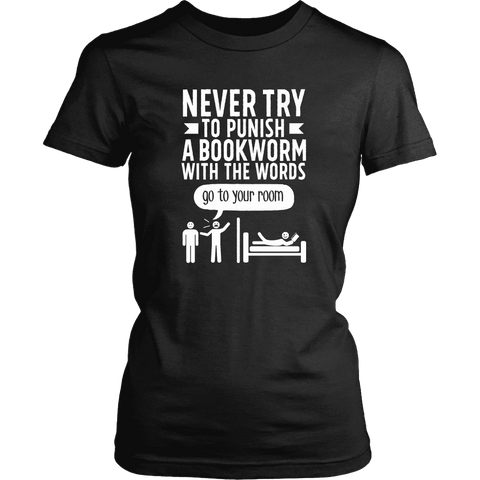 "Punish A Bookworm" Women's Fitted T-shirt - Gifts For Reading Addicts