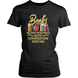 "Avoid Conversations since 1454" Women's Fitted T-shirt - Gifts For Reading Addicts