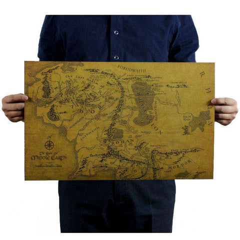 Vintage Style Middle Earth Map - Gifts For Reading Addicts