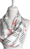The Scarlet Letter Book White Infinity Scarf Handmade Limited Edition - Gifts For Reading Addicts