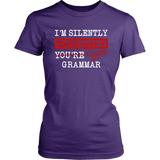 "I'm Silently Correcting Your Grammar" Women's Fitted T-shirt - Gifts For Reading Addicts