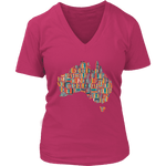"Australia Bookish Map" V-neck Tshirt - Gifts For Reading Addicts