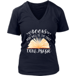 "Books,The Only True Magic" V-neck Tshirt - Gifts For Reading Addicts