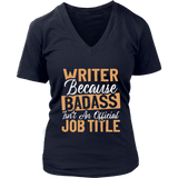 "badass isn't an official job title" V-neck Tshirt - Gifts For Reading Addicts