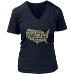 "USA Bookish Map" V-neck Tshirt - Gifts For Reading Addicts