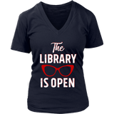 Rupaul"The Library Is Open" V-neck Tshirt - Gifts For Reading Addicts