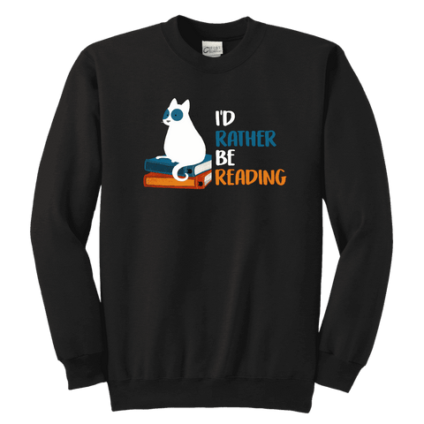 "I'd rather be reading" YOUTH CREWNECK SWEATSHIRT - Gifts For Reading Addicts