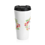 Books & Coffee - Eco-friendly Stainless Steel Travel Mug With Floral Bookish Design - Gifts For Reading Addicts