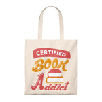 Certified Book Addict Canvas Tote Bag - Vintage style - Gifts For Reading Addicts