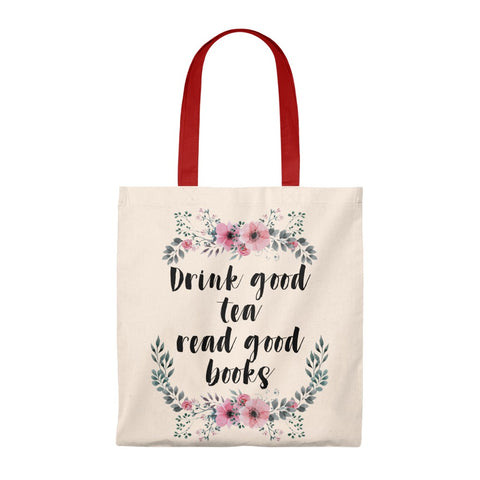 Read Good Books Floral Canvas Tote Bag - Vintage style - Gifts For Reading Addicts
