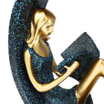 Handmade Blue Resin Reading Girl Figurines - Gifts For Reading Addicts