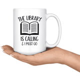 "The library"15oz white mug - Gifts For Reading Addicts