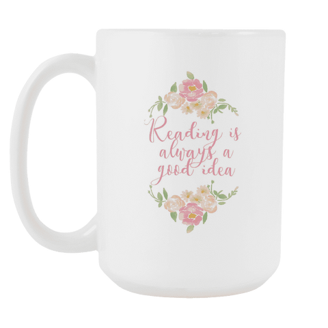 "reading"15oz white mug - Gifts For Reading Addicts