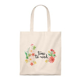 Time To Read Floral Canvas Tote Bag - Vintage style - Gifts For Reading Addicts