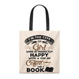 A Cup Of Coffee And A Book Canvas Tote Bag - Vintage style - Gifts For Reading Addicts