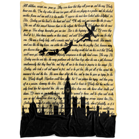 Peter Pan Vintage Book Page Fleece Blanket - Gifts For Reading Addicts