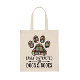 Dogs & Books Canvas Tote Bag - Vintage style - Gifts For Reading Addicts