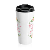 Reading Is Always A Good Idea - Eco-friendly Stainless Steel Travel Mug With Floral Bookish Design - Gifts For Reading Addicts