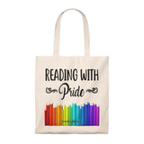 Reading With Pride Bookish Canvas Tote Bag - Vintage style - Gifts For Reading Addicts
