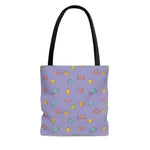 Purple Bookish Pattern Tote Bag - Gifts For Reading Addicts