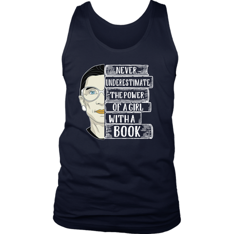Ruth Bader "A Girl With A Book" Men's Tank Top - Gifts For Reading Addicts