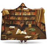 reading at library hooded blanket - Gifts For Reading Addicts