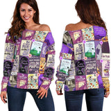 The Color Purple Book Covers Off Shouler sweater - Gifts For Reading Addicts