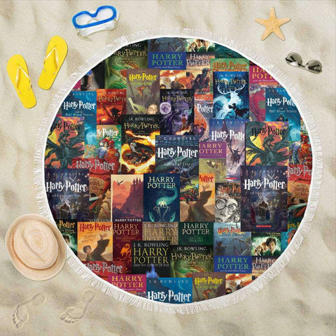 HP Book Covers Round Beach Blanket - Gifts For Reading Addicts