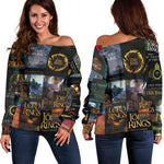 The Lord Of The Rings Book Covers Off Shoulder Sweater - Gifts For Reading Addicts